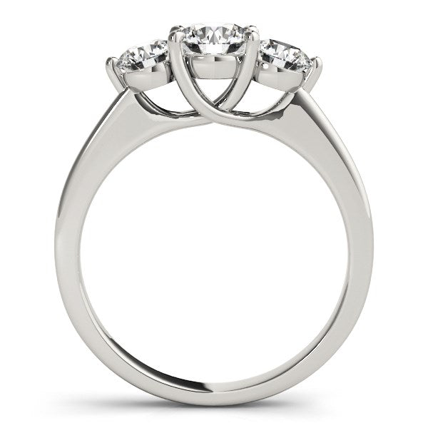 Classic 3 Stone Round Cut 0.97 Carat Diamond Engagement Ring 14k White Gold