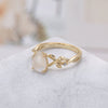 Janet Moonstone Ring Pear Cut Sterling Silver Gold Plated Leaf Ring