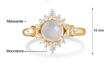 Scarlett Gold Moonstone Engagement Ring Round Cut 14K 18K Gold Vintage Gemstone Ring Moonstone Ring