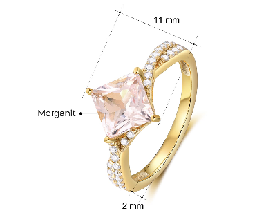 Sophia Pink Sapphire Ring Princess Cut Sterling Silver/Gold Plated Gemstone Ring