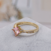 Sophia Pink Sapphire Ring Princess Cut Sterling Silver/Gold Plated Gemstone Ring