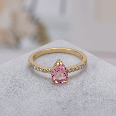 Rebecca Pink Sapphire Ring Princess Cut Sterling Silver/Gold Plated Gemstone Ring