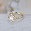 Scarlett Moonstone Ring Round Cut Sterling Silver Gold Plated Gemstone Ring