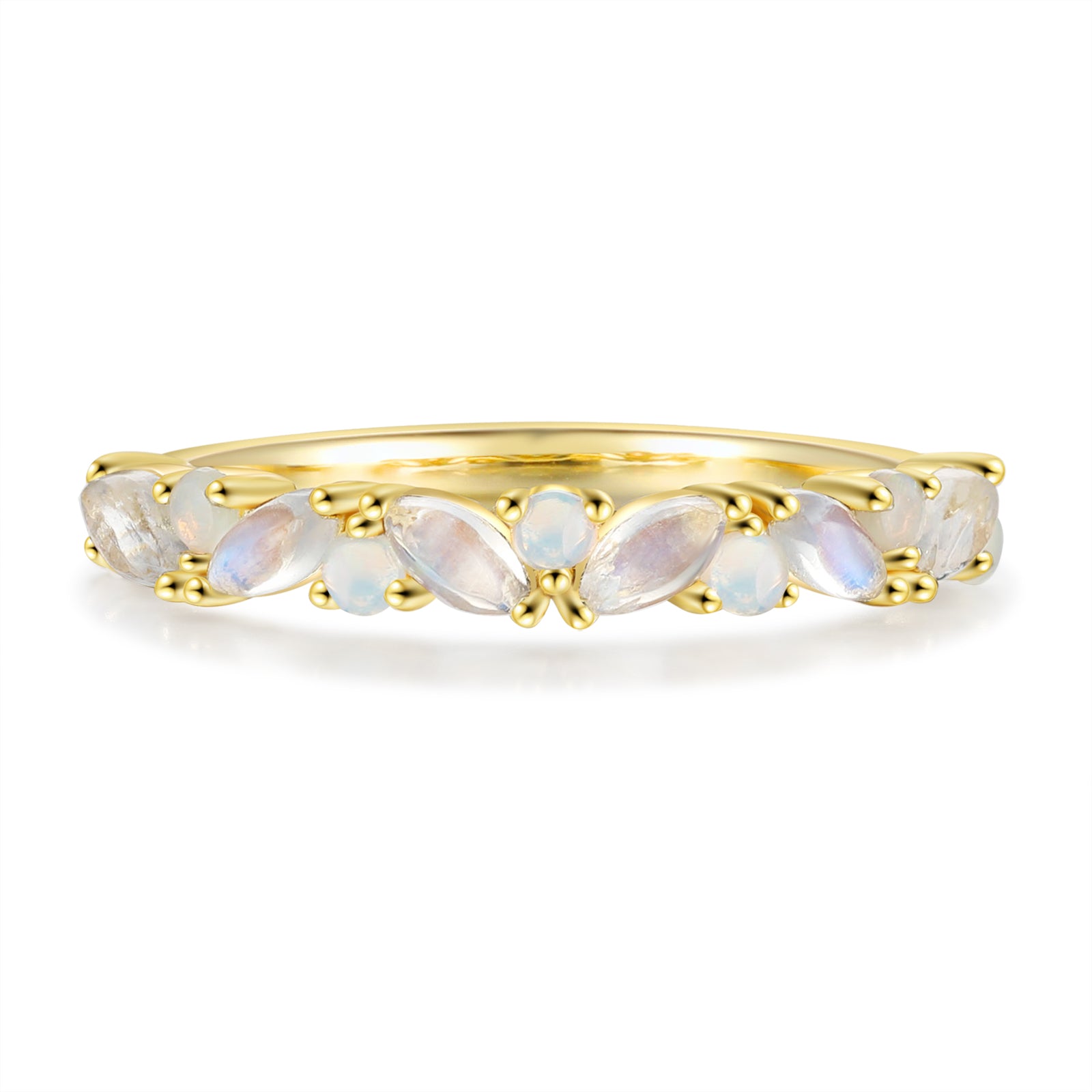 Imogen Opal Moonstone Wedding Band 18K Gold Opal Straight Stacking Ring Moonstone Ring