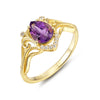 Lexi Amethyst Ring Pear Cut 925 Sterling Silver Gold Plated Gemstone Ring