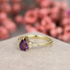 Dahlia Amethyst Ring Pear Cut 925 Sterling Silver Gold Plated Gemstone Ring