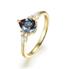 Dahlia Alexandrite Ring Pear Cut 925 Sterling Silver Gold Plated Gemstone Ring