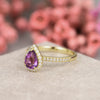 Gwen Amethyst Ring Pear Cut 925 Sterling Silver Gold Plated Gemstone Ring