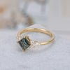 Natalia Moss Agate Ring Princess Cut 925 Sterling Silver Gold Plated Gemstone Ring