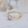 Elizabeth Amethyst Ring Round Cut 925 Sterling Silver Gold Plated Gemstone Ring