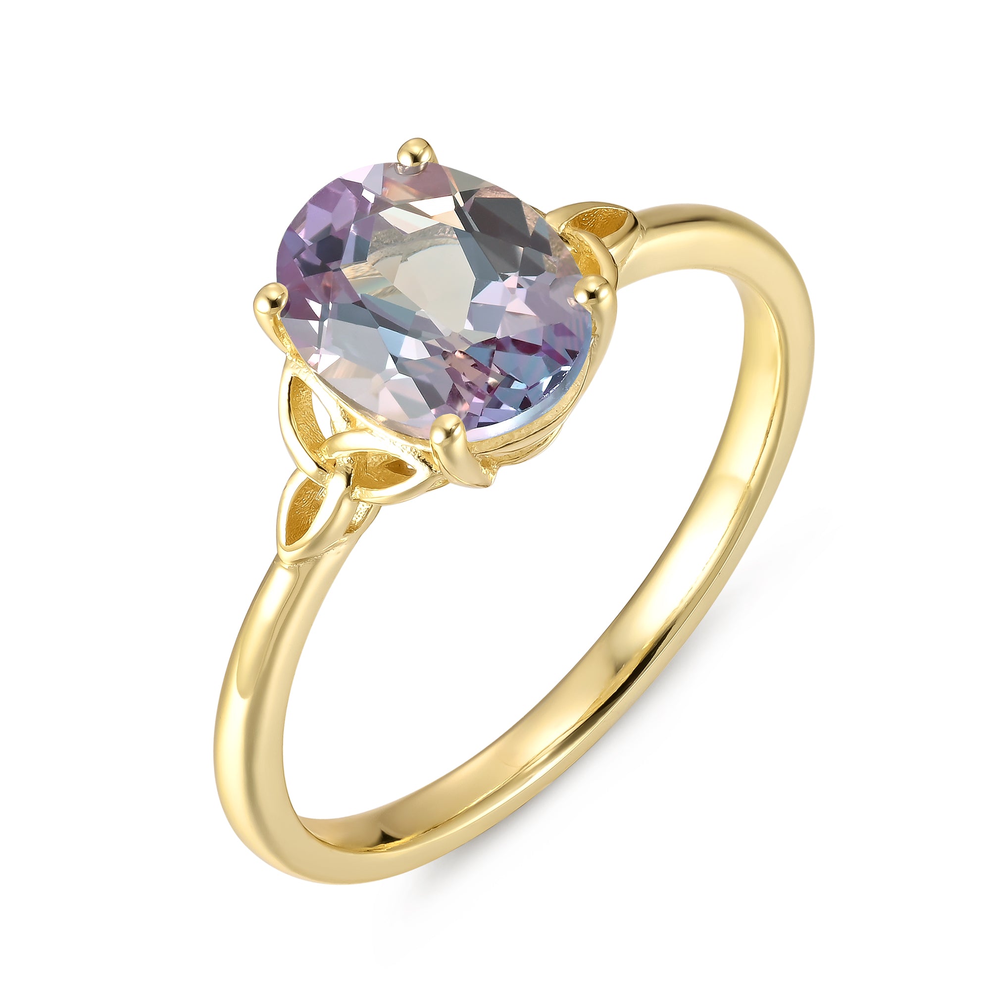 Courtney Alexandrite Ring Oval Cut 925 Sterling Silver Gold Plated Gemstone Ring