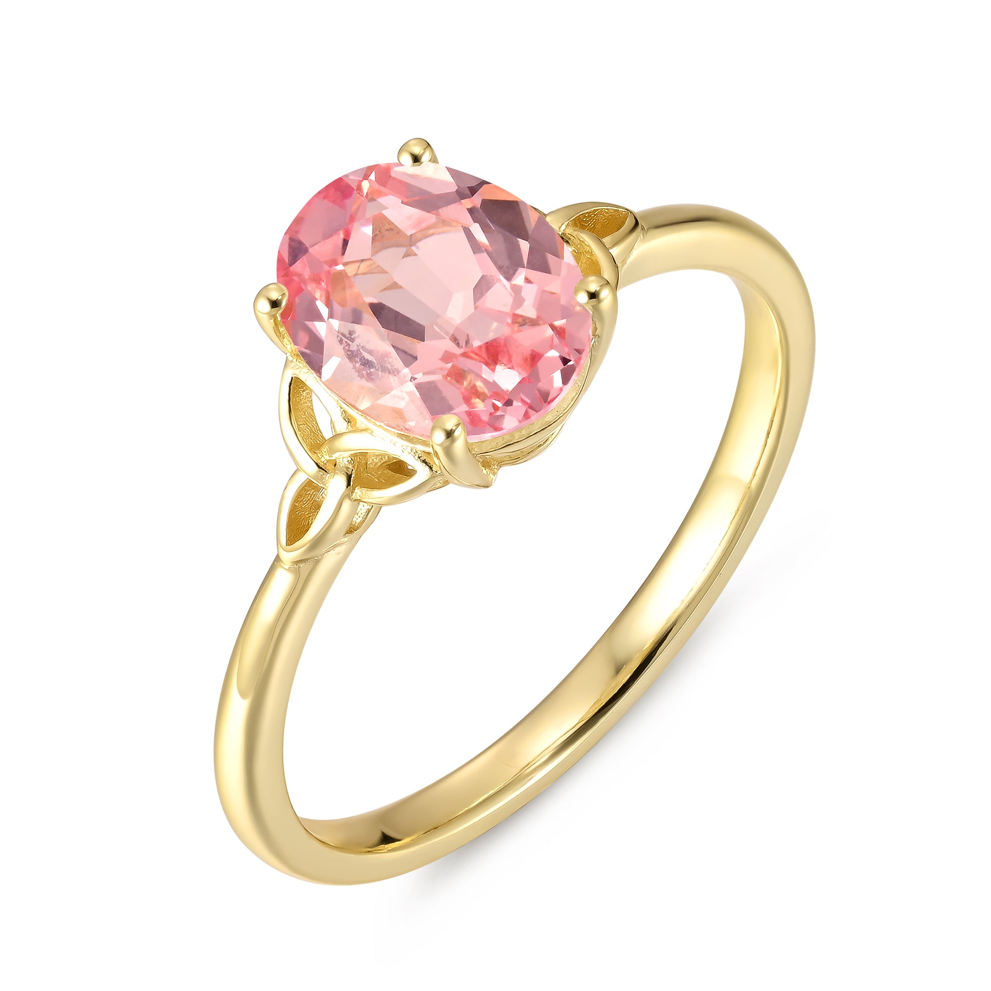 Courtney Pink Sapphire Ring Oval Cut Sterling Silver/Gold Plated Gemstone Ring