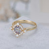 Scarlett Alexandrite Ring Round Cut 925 Sterling Silver Gold Plated Flower Gemstone Ring