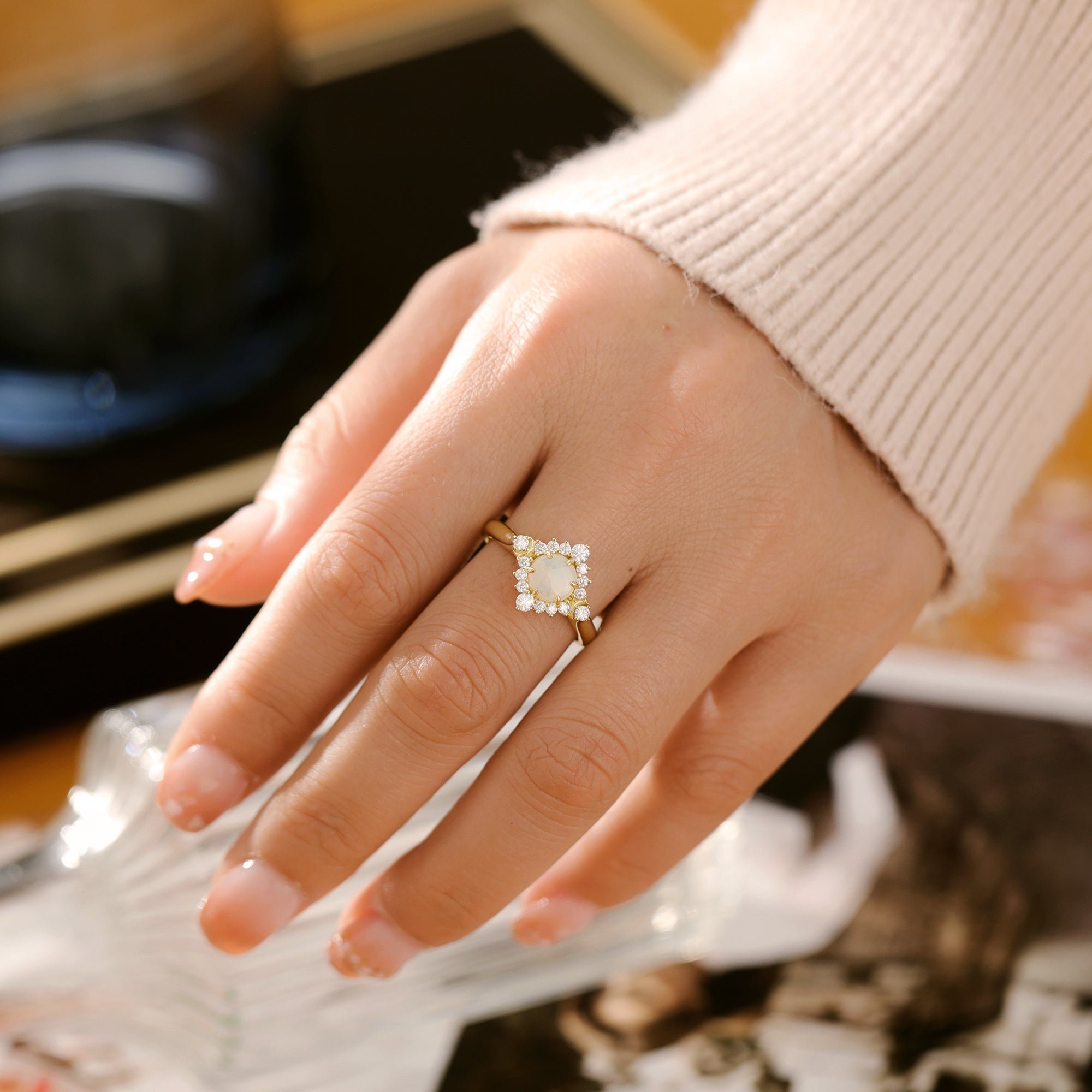 Scarlett Alexandrite Ring Round Cut 925 Sterling Silver Gold Plated Flower Gemstone Ring