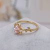 Athena Pink Sapphire Ring Pear Cut Sterling Silver/Gold Plated Vintage Leaf Nature Inspired Ring