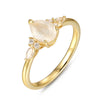 Dahlia Moonstone Ring Pear Cut Sterling Silver Gold Plated Gemstone Ring