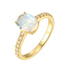 Olivia Moonstone Ring Oval Cut Sterling Silver Gold Plated Gemstone Ring