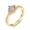 Sophia Alexandrite Ring Princess Cut 925 Sterling Silver Gold Plated Gemstone Ring