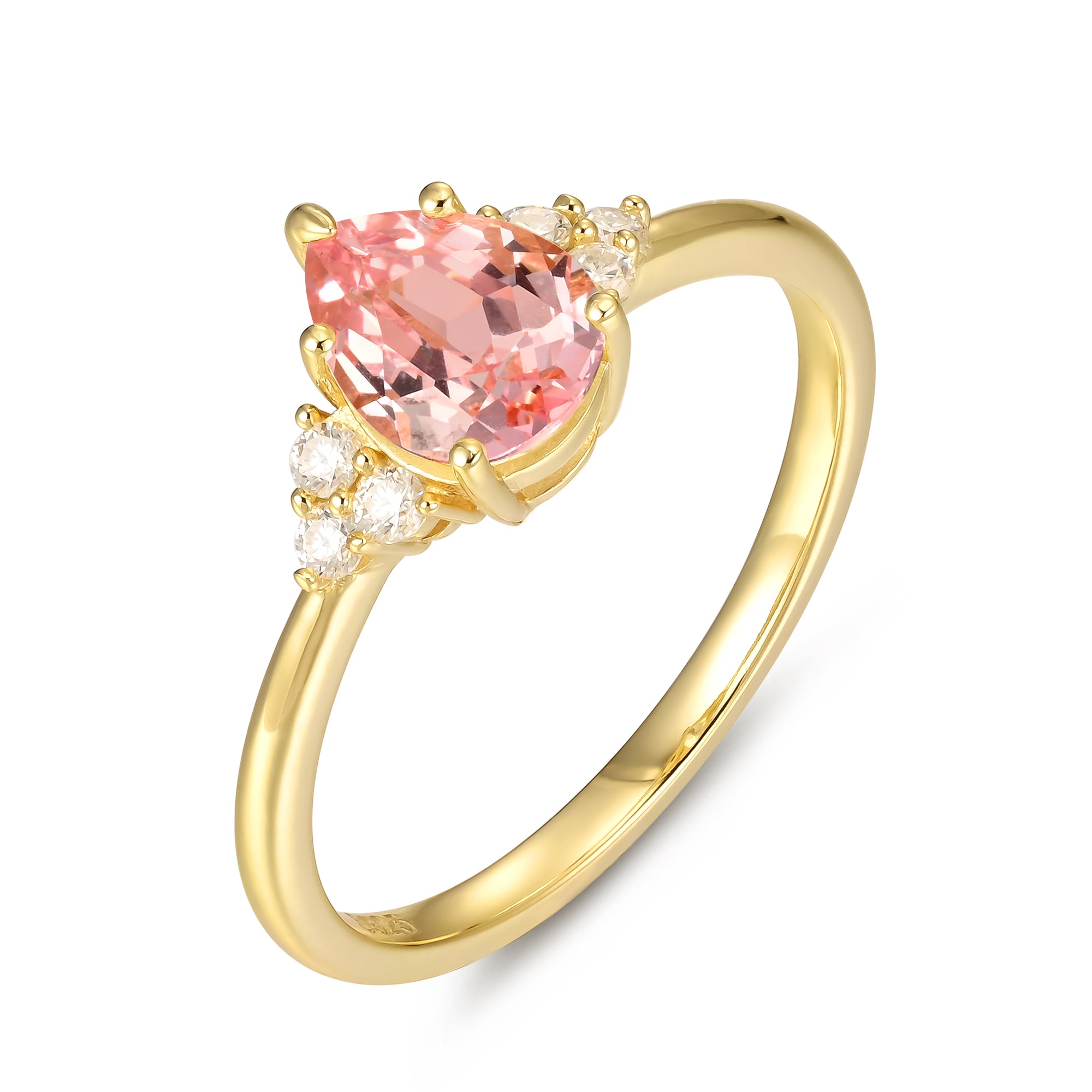 Angelina Pink Sapphire Ring Pear Cut Sterling Silver/Gold Plated Gemstone Ring