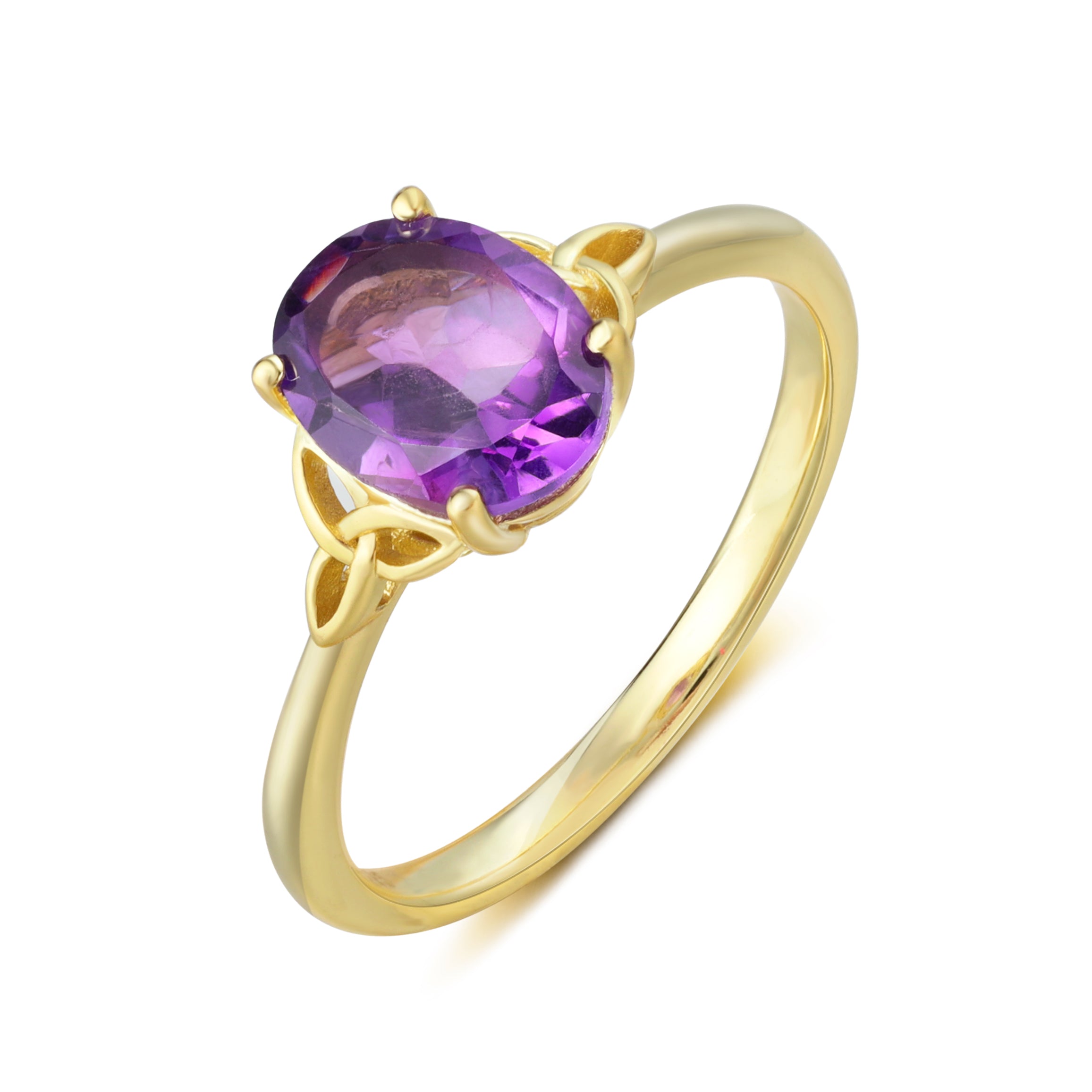 Courtney Amethyst Ring Oval Cut 925 Sterling Silver Gold Plated Gemstone Ring