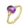 Courtney Amethyst Ring Oval Cut 925 Sterling Silver Gold Plated Gemstone Ring