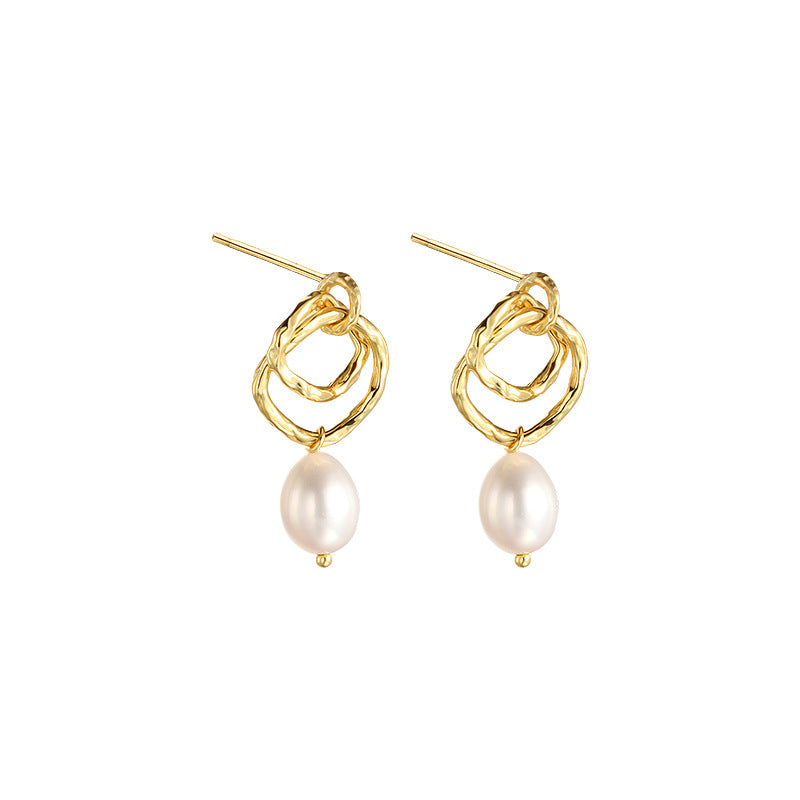 Celine Pearl Earrings Sterling Silver Gold Plated Freshwater Pearl Earrings