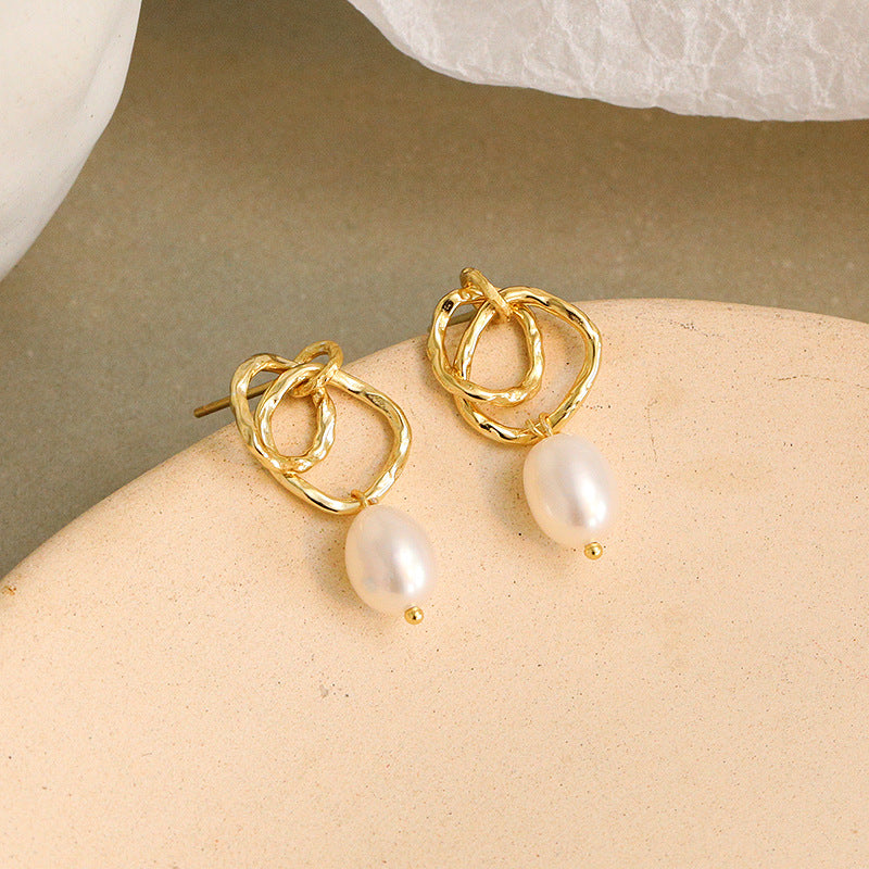 Celine Pearl Earrings Sterling Silver Gold Plated Freshwater Pearl Earrings