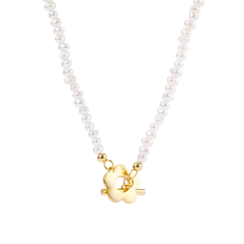 Poppy Necklace Sterling Silver Gold Plated Flower Freshwater Pearl Necklace