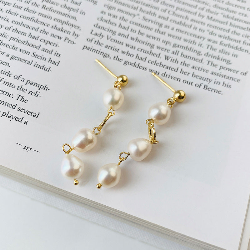 Solay Pearl Earrings Sterling Silver Gold Plated Freshwater Pearl Earrings