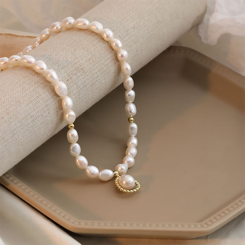 Veronica Pearl Necklace Sterling Silver Gold Plated Freshwater Pearl Necklace