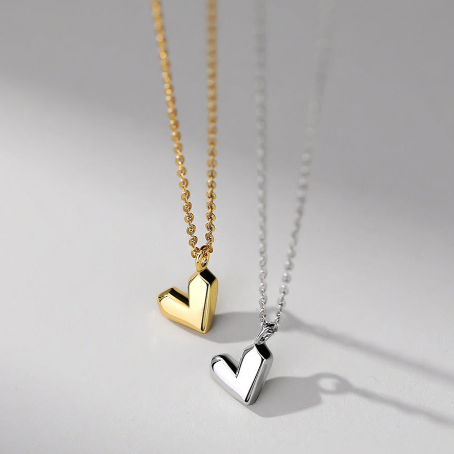 Amara Heart Necklace Sterling Silver Gold Plated Love Heart Necklace