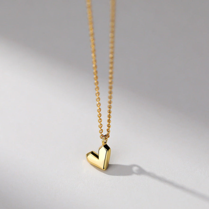 Amara Heart Necklace Sterling Silver Gold Plated Love Heart Necklace