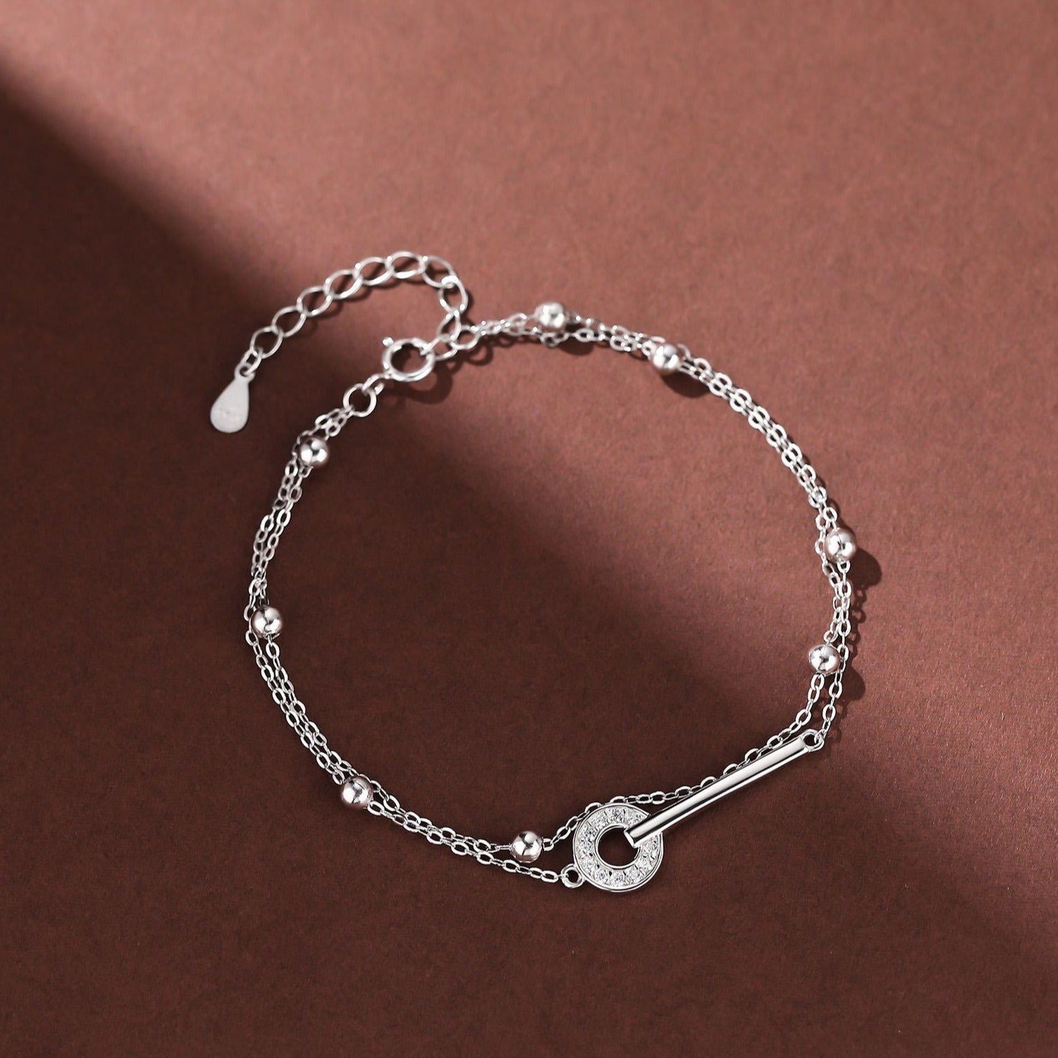 Amalie Bracelet Sterling Silver White Gold Plated Charm Bracelet