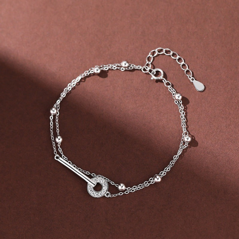 Amalie Bracelet Sterling Silver White Gold Plated Charm Bracelet