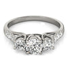 Trellis Set 3 Stone Round Cut 1.12 Carat Diamond Engagement Ring 14k White Gold