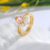 Emma Morganite Engagement Ring Set Pear Cut 14K 18K Gold Vintage Gemstone Bridal Ring Morganite Ring