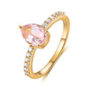 Emma Morganite Engagement Ring Set Pear Cut 14K 18K Gold Vintage Gemstone Bridal Ring Morganite Ring