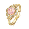 Flora Morganite Engagement Ring Round Cut 14K 18K Gold Nature Inspired Leaf Flower Ring Vintage Gemstone Ring Morganite Ring