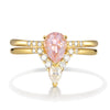 Beatrice Morganite Engagement Ring Set Pear Cut 14K 18K Gold Vintage Gemstone Bridal Ring Morganite Ring