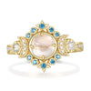 Juno Moonstone Engagement Ring Round Cut 18K Gold Stars and Moon Vintage Gemstone Ring Moonstone Ring