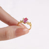 Athena Alexandrite Ring Pear Cut 925 Sterling Silver Gold Plated Leaf Nature Inspired Ring