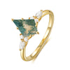 Diana Moss Agate Ring Kite Cut 925 Sterling Silver Gold Plated Gemstone Ring