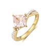 Sophia Pink Sapphire Ring Princess Cut Sterling Silver/Gold Plated Gemstone Ring