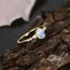 Daphne Moonstone Ring Oval Cut Sterling Silver Gold Plated Gemstone Ring