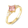 Natalia Pink Sapphire Ring Princess Cut Sterling Silver/Gold Plated Gemstone Ring