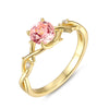 Elain Pink Sapphire Ring Round Cut Sterling Silver/Gold Plated Vine Gemstone Ring